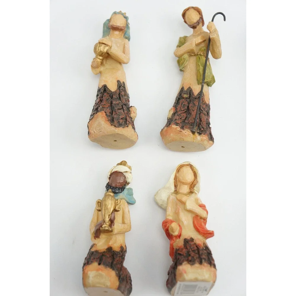 Ganz Nativity Set 10 Piece Resin Bark Texture Rustic Christmas EX11822 Excellent